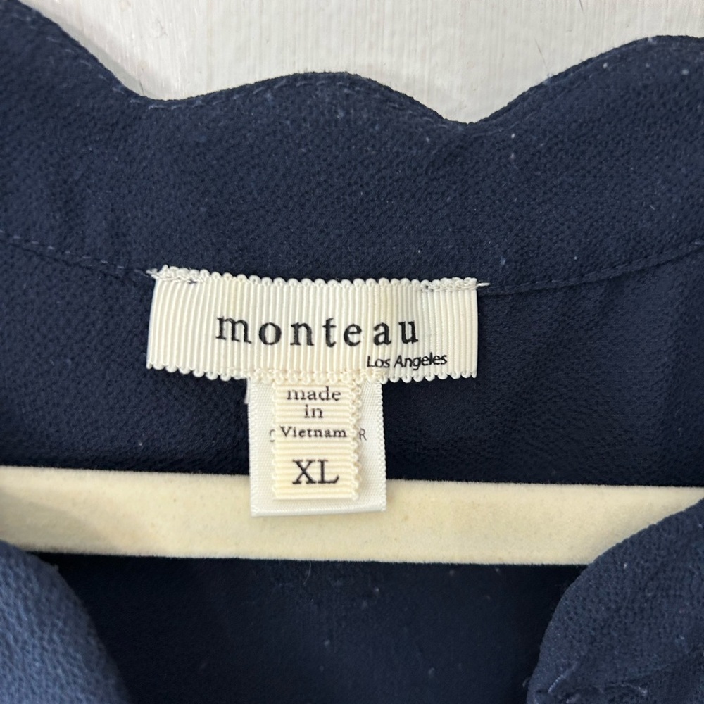 Navy Blue Ruffle Sleeve Top - Picture 2 of 3
